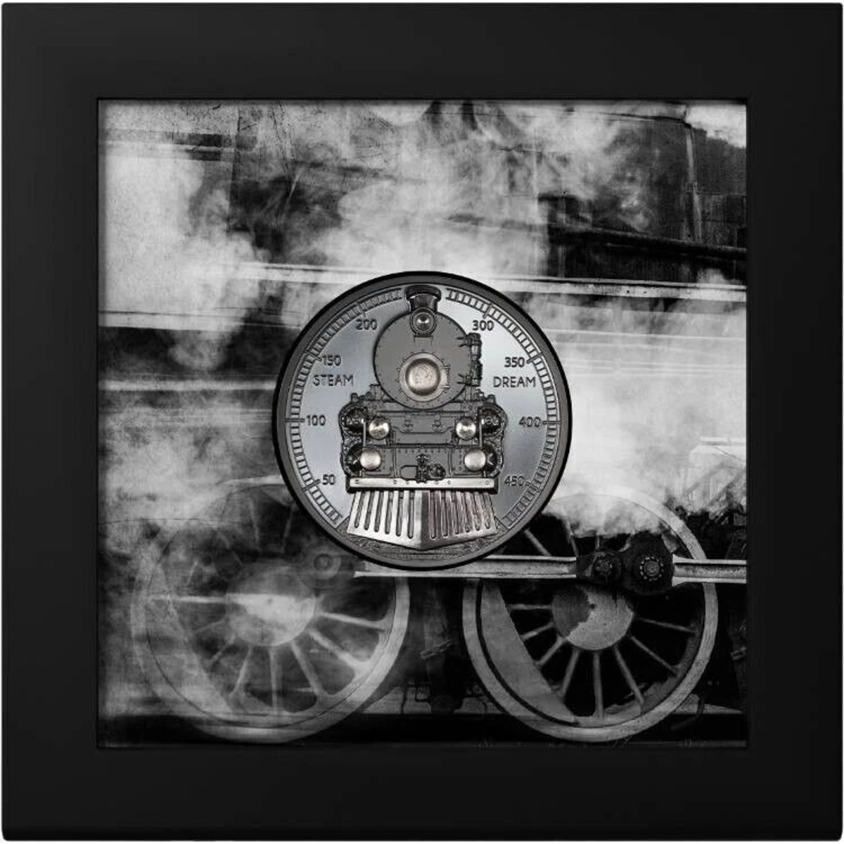 Picture of 2023 Cook Islands TRAIN Steam Dream 2 oz  Black Proof Silver Coin w/ COA - 30230