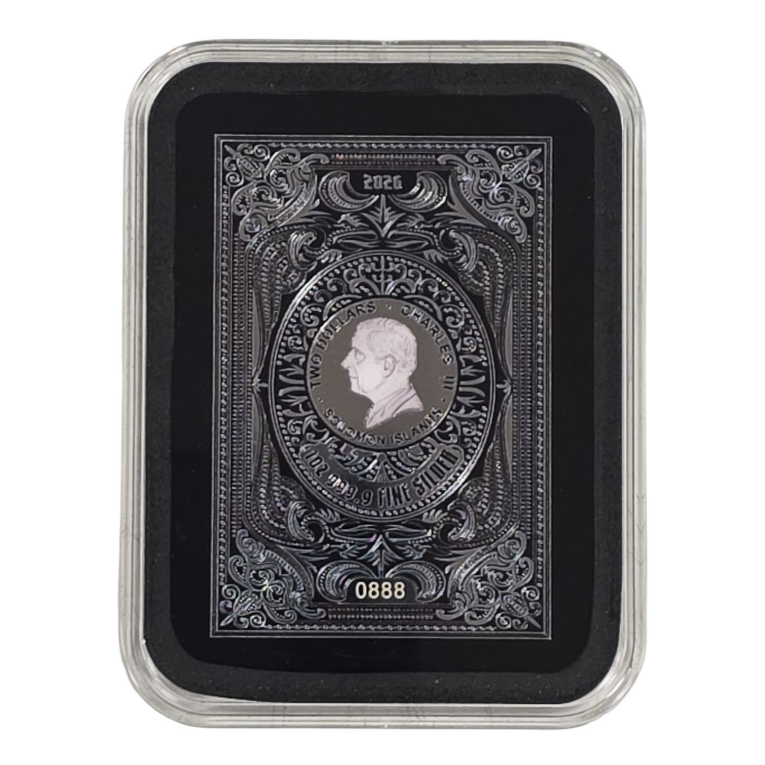 Picture of 2026 PAMP Queen of Spades Shaped 1 Oz Silver Coin Serial #888