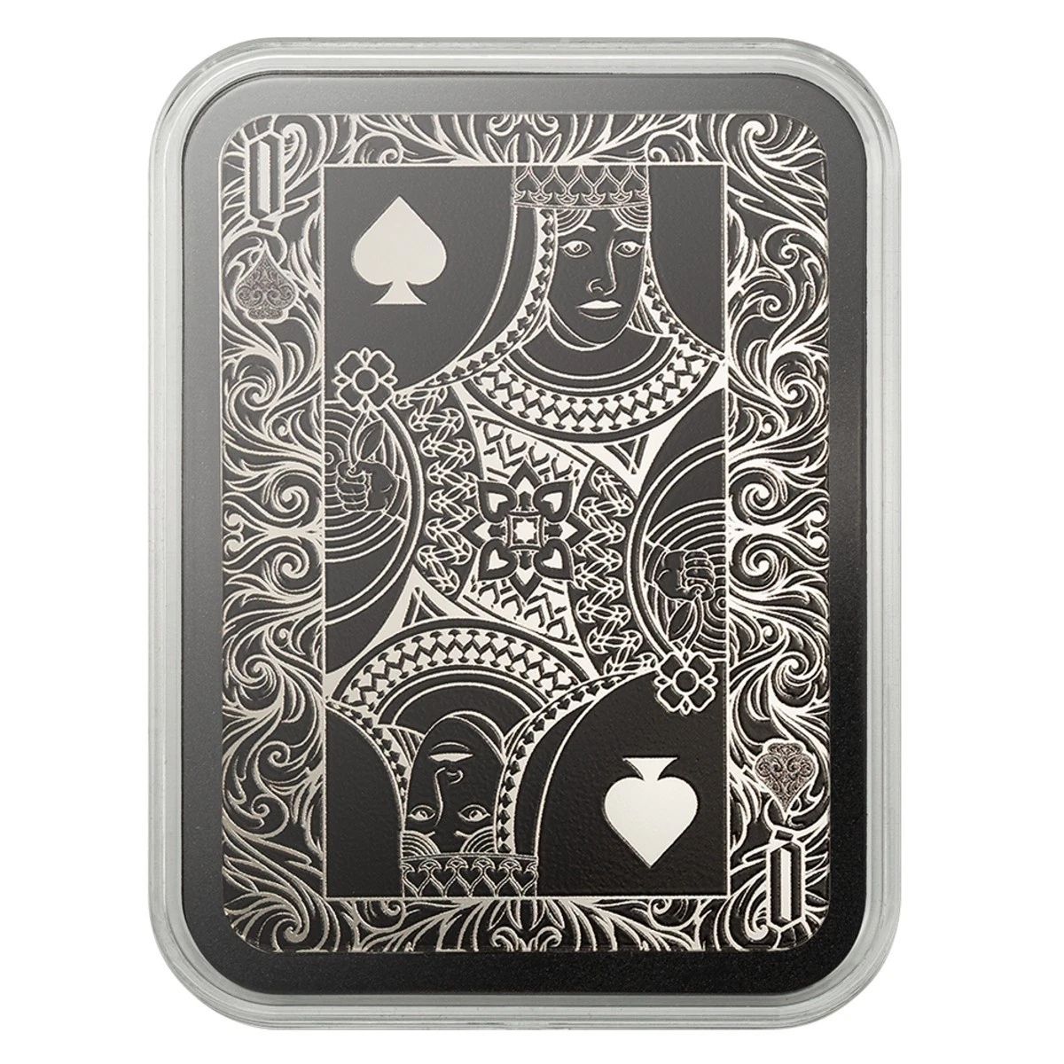 Picture of 2026 PAMP Queen of Spades Shaped 1 Oz Silver Coin Serial #888