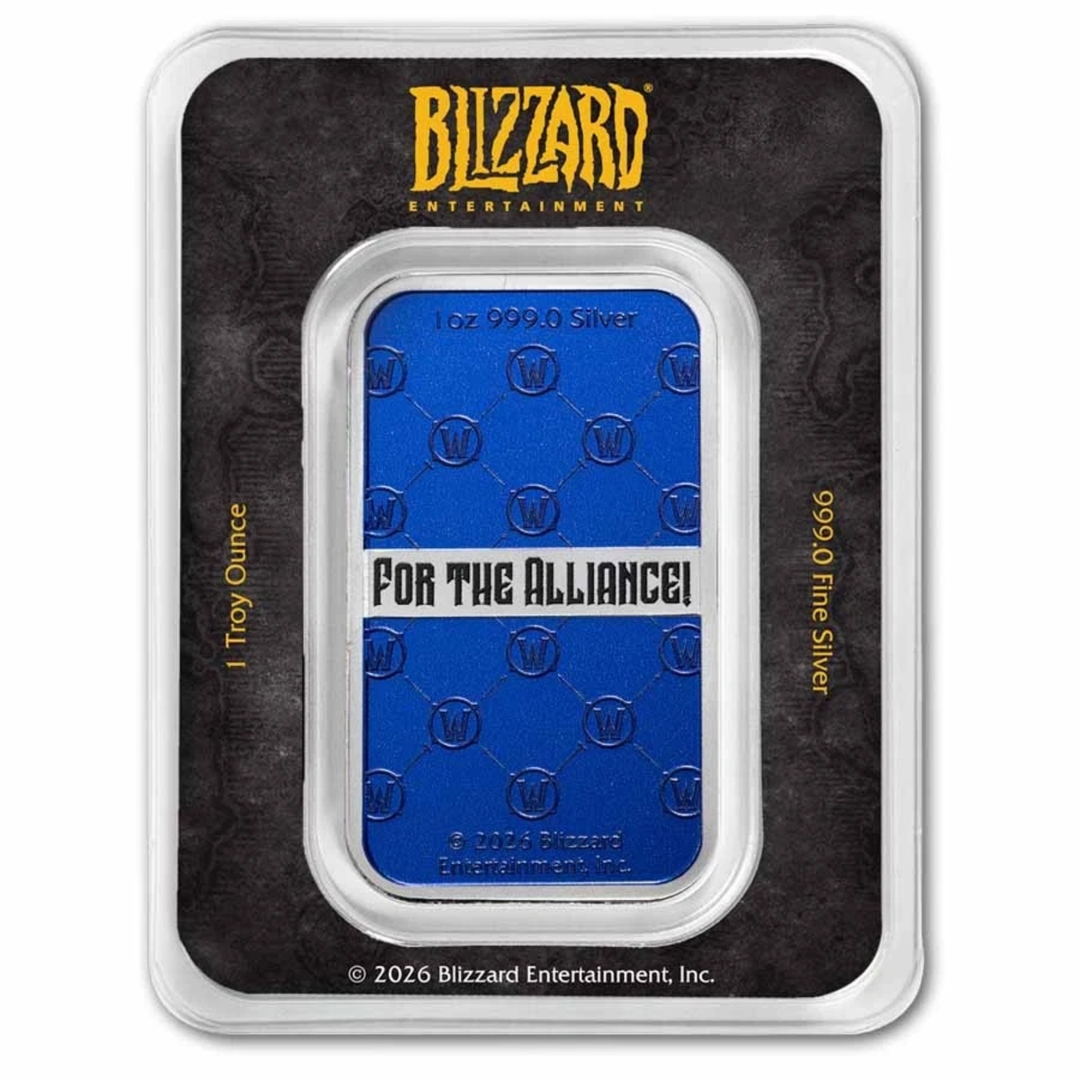 Picture of World Of Warcraft Glory to the Alliance 1 oz Colorized Silver Bar - In TEP 