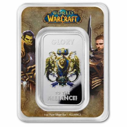 Picture of World Of Warcraft Glory to the Alliance 1 oz Colorized Silver Bar - In TEP 