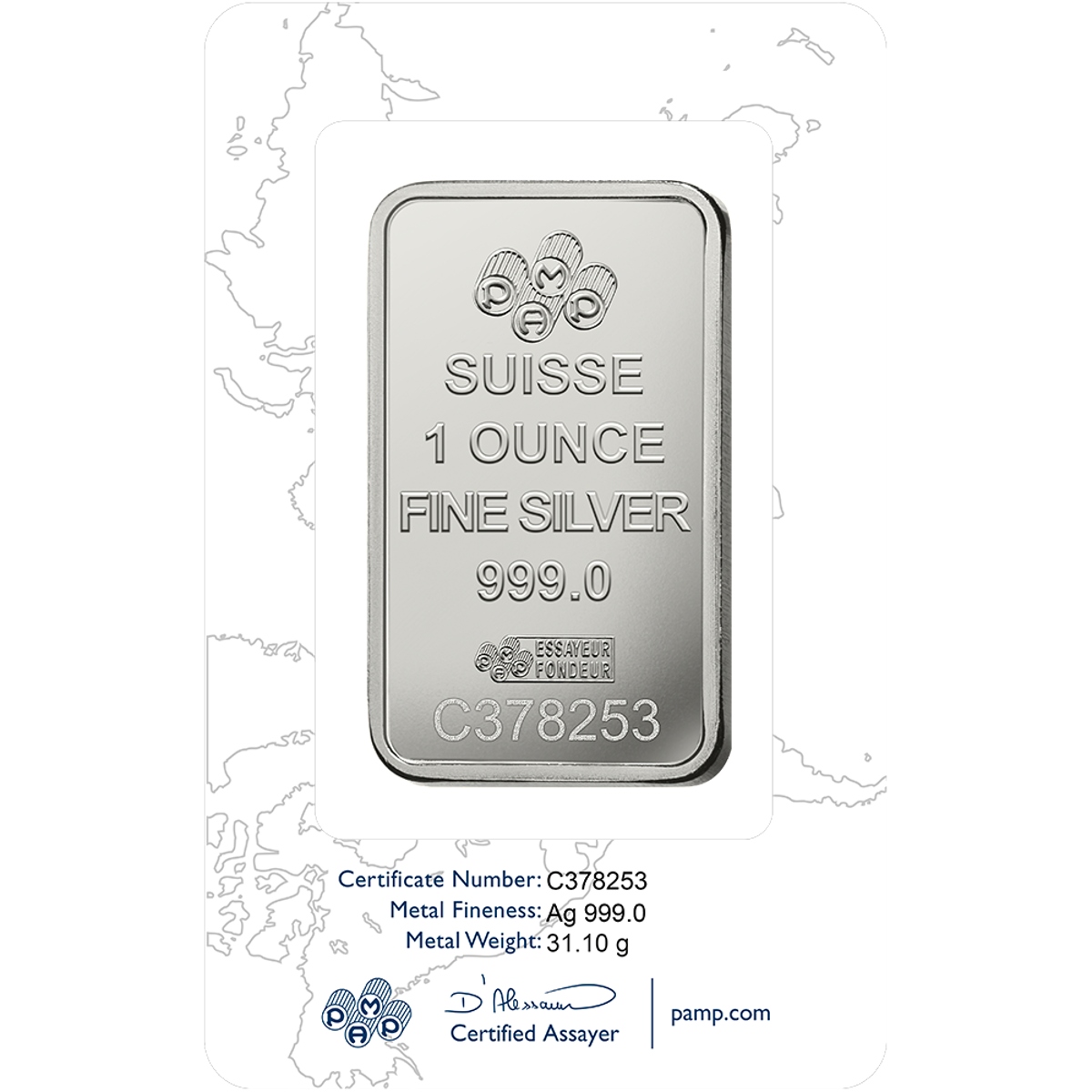 Picture of Pamp Suisse Lady Fortuna 1 oz Silver Bar - In Assay Card
