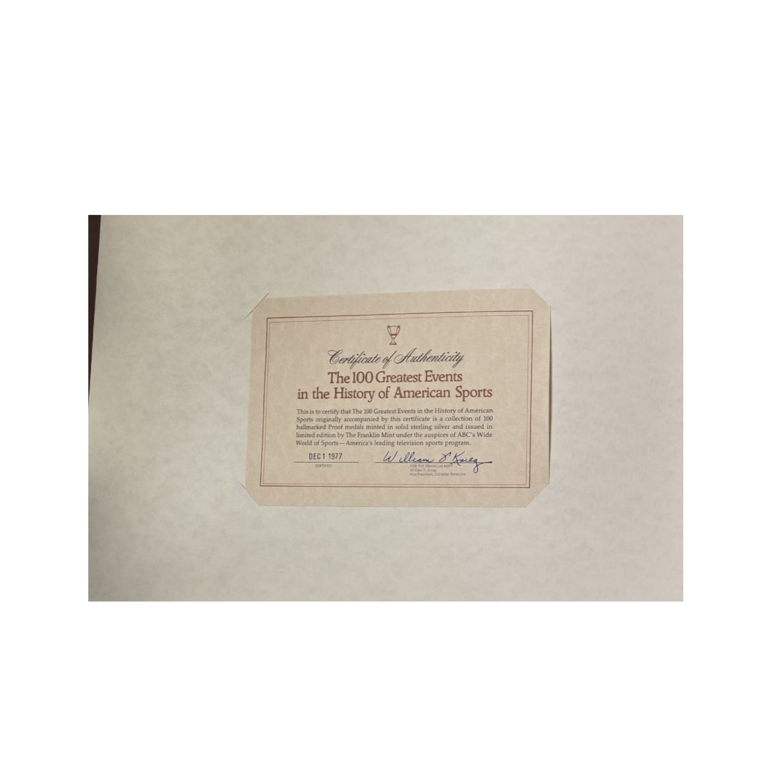 Picture of 1977 Franklin Mint 100 Greatest Events American Sports 98 Sterling Silver Coins
