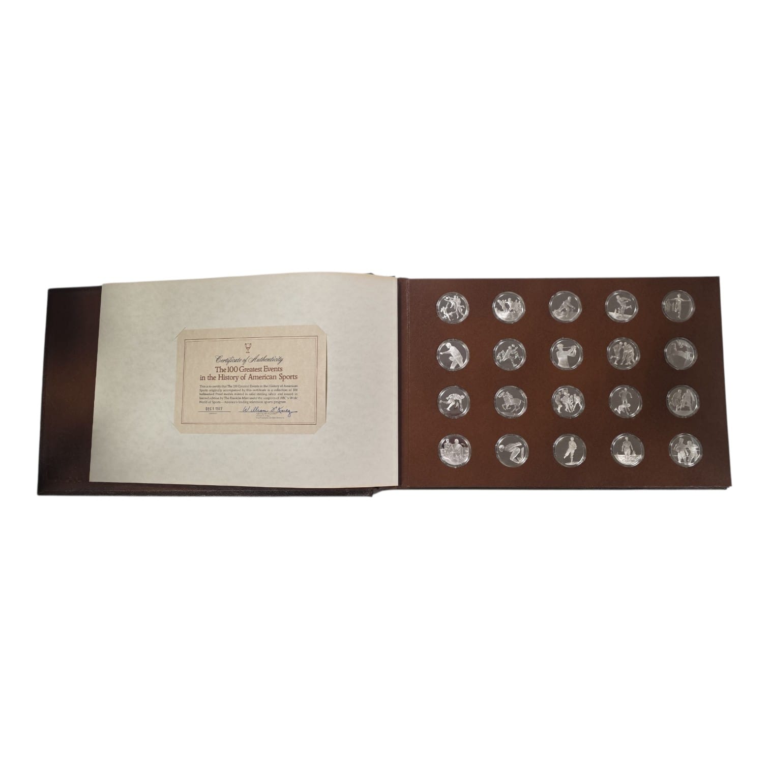 Picture of 1977 Franklin Mint 100 Greatest Events American Sports 98 Sterling Silver Coins