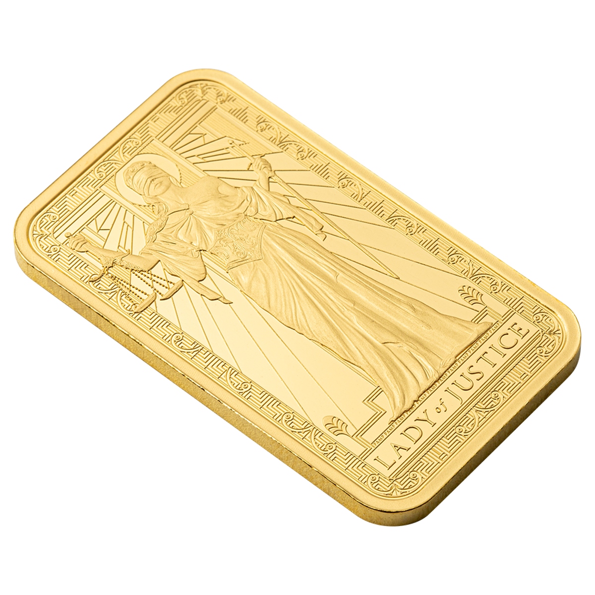 Picture of Pamp Suisse Lady of Justice 1 oz Gold Bar - In Assay Card