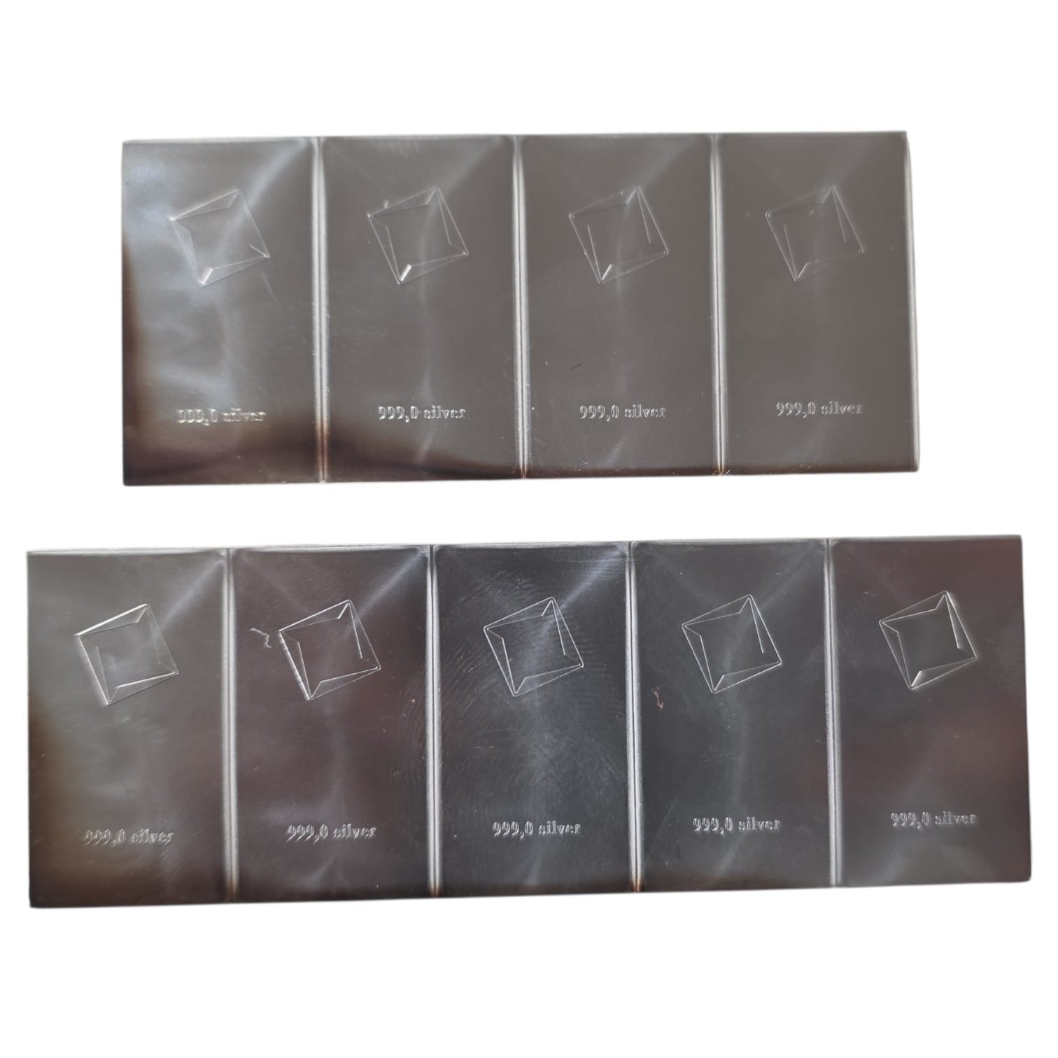 Picture of Valcambi Suisse 10 Gram Toned Silver Bar Cut from 10x10 CombiBar Card- No Assay