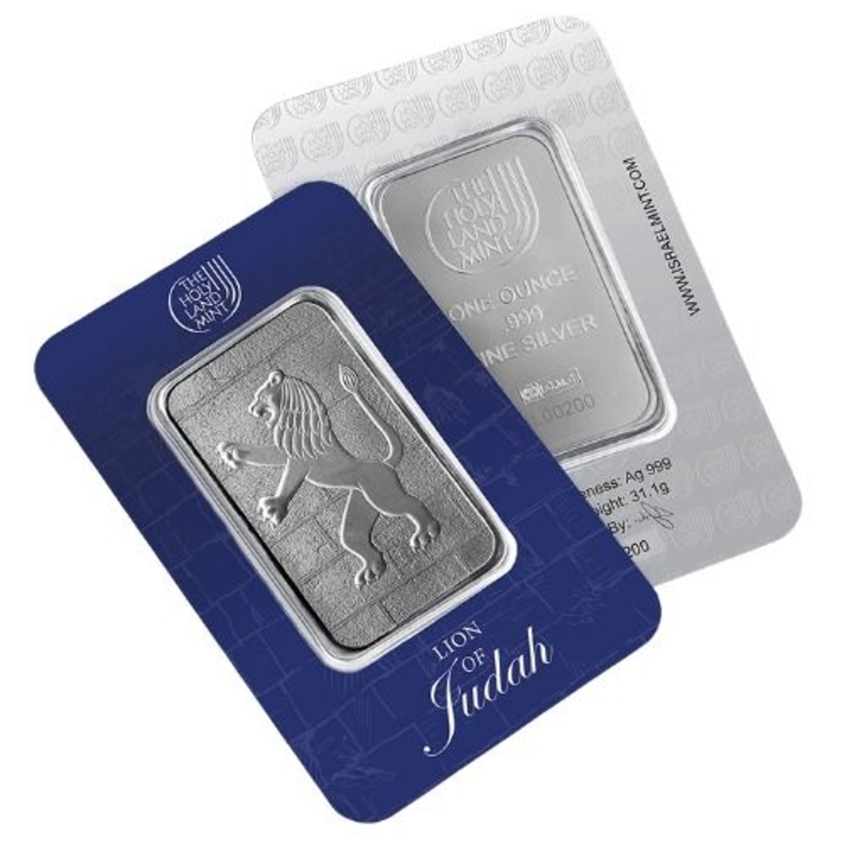 Picture of Holy Land Mint Lion of Judah 1 oz Silver Bar – In Assay Card