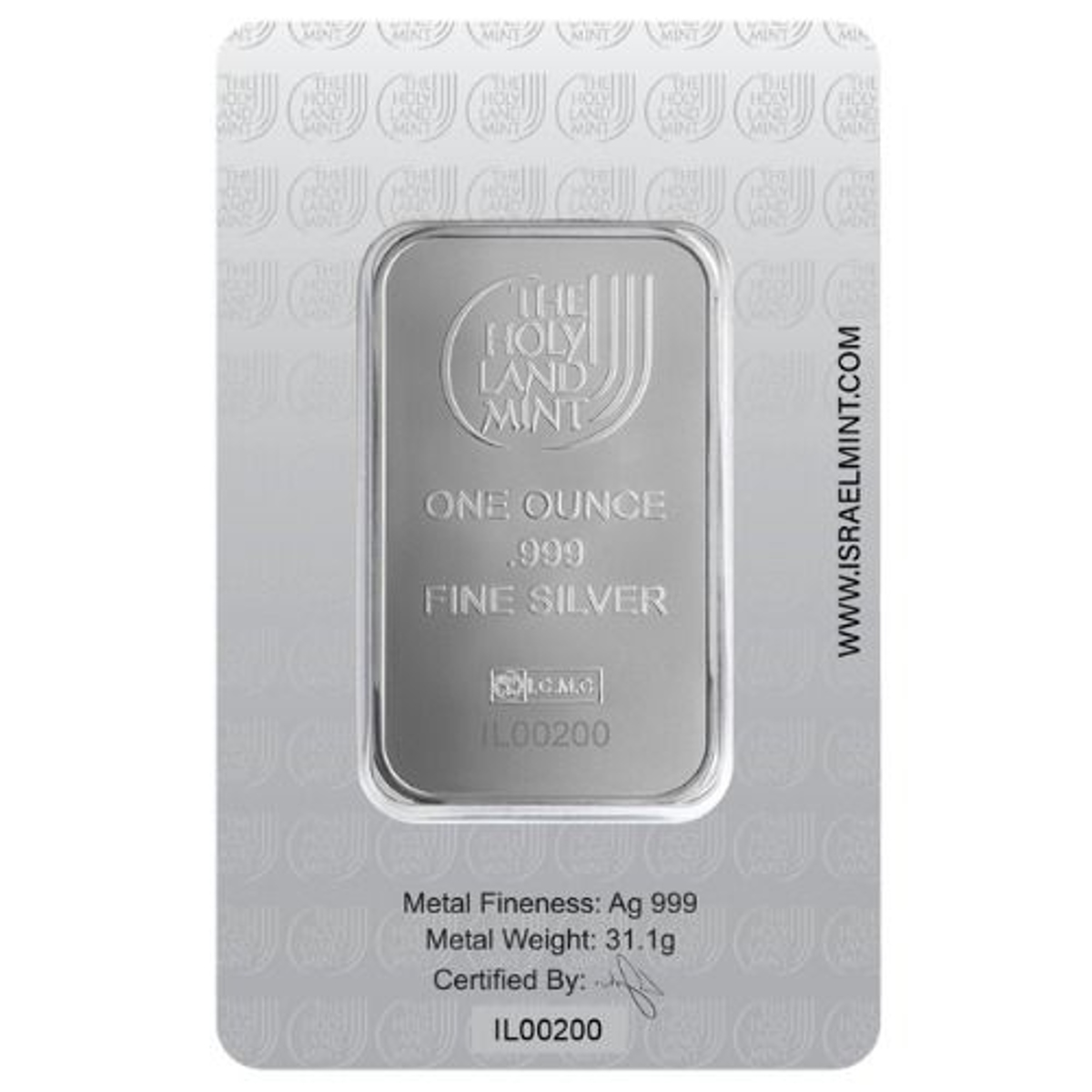 Picture of Holy Land Mint Lion of Judah 1 oz Silver Bar – In Assay Card