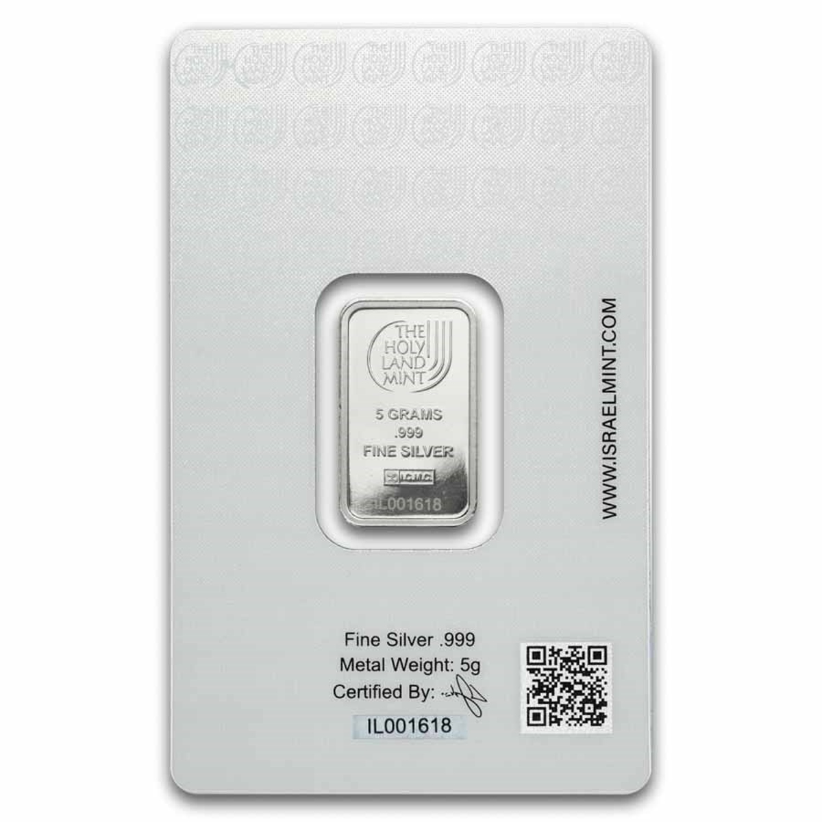 Picture of Holy Land Mint Dove of Peace 5 Gram Silver Bar - In Assay Card