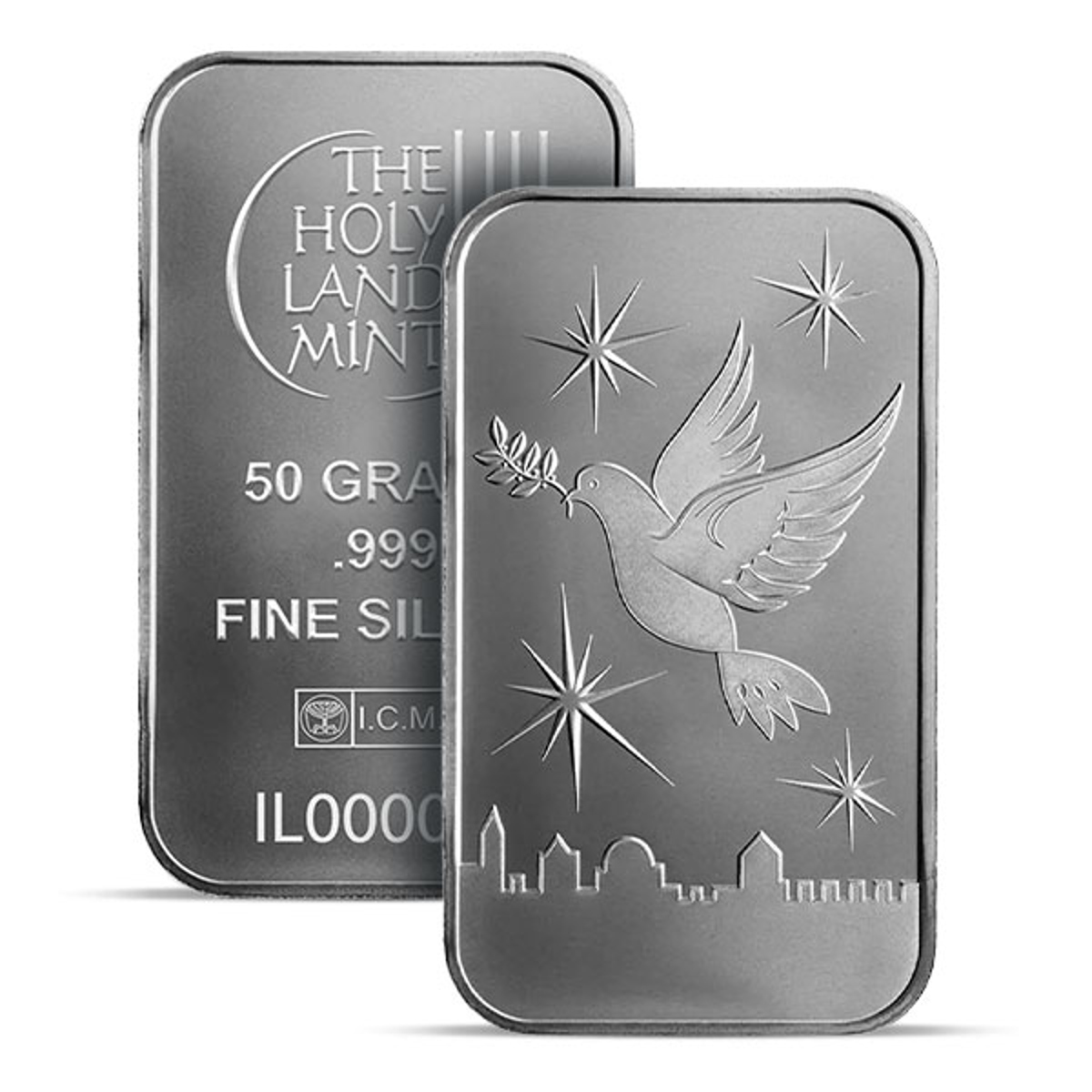 Picture of Holy Land Mint Dove of Peace 50 Gram Silver Bar – In Assay Card