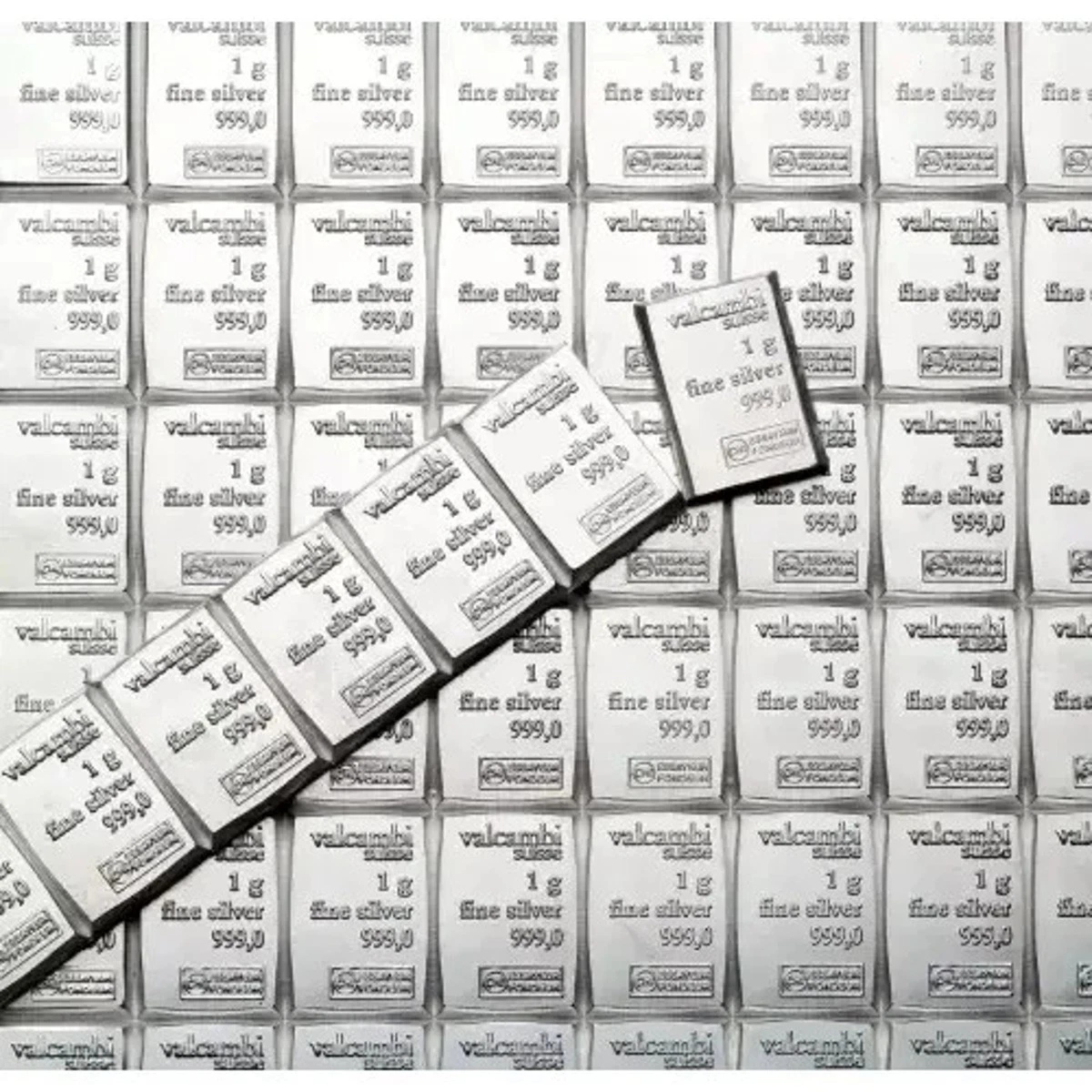 Picture of Valcambi Suisse 50 x 1 Gram Silver Bars from CombiBar –No Assay
