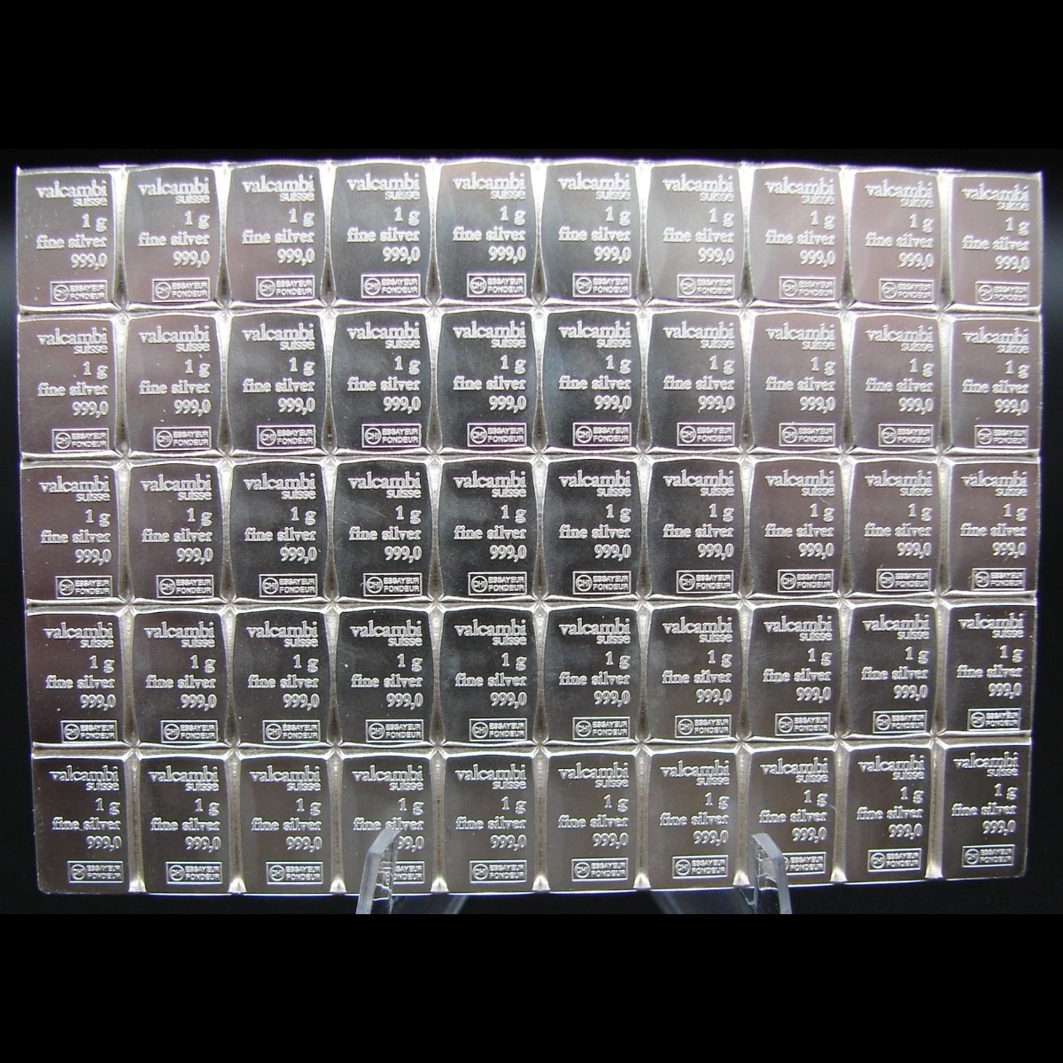 Picture of Valcambi Suisse 50 x 1 Gram Silver Bars from CombiBar –No Assay