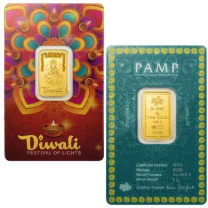 Picture of Pamp Sussie Diwali Lakshmi & Rangoli 5 Gram Gold Bar - In Assay Card