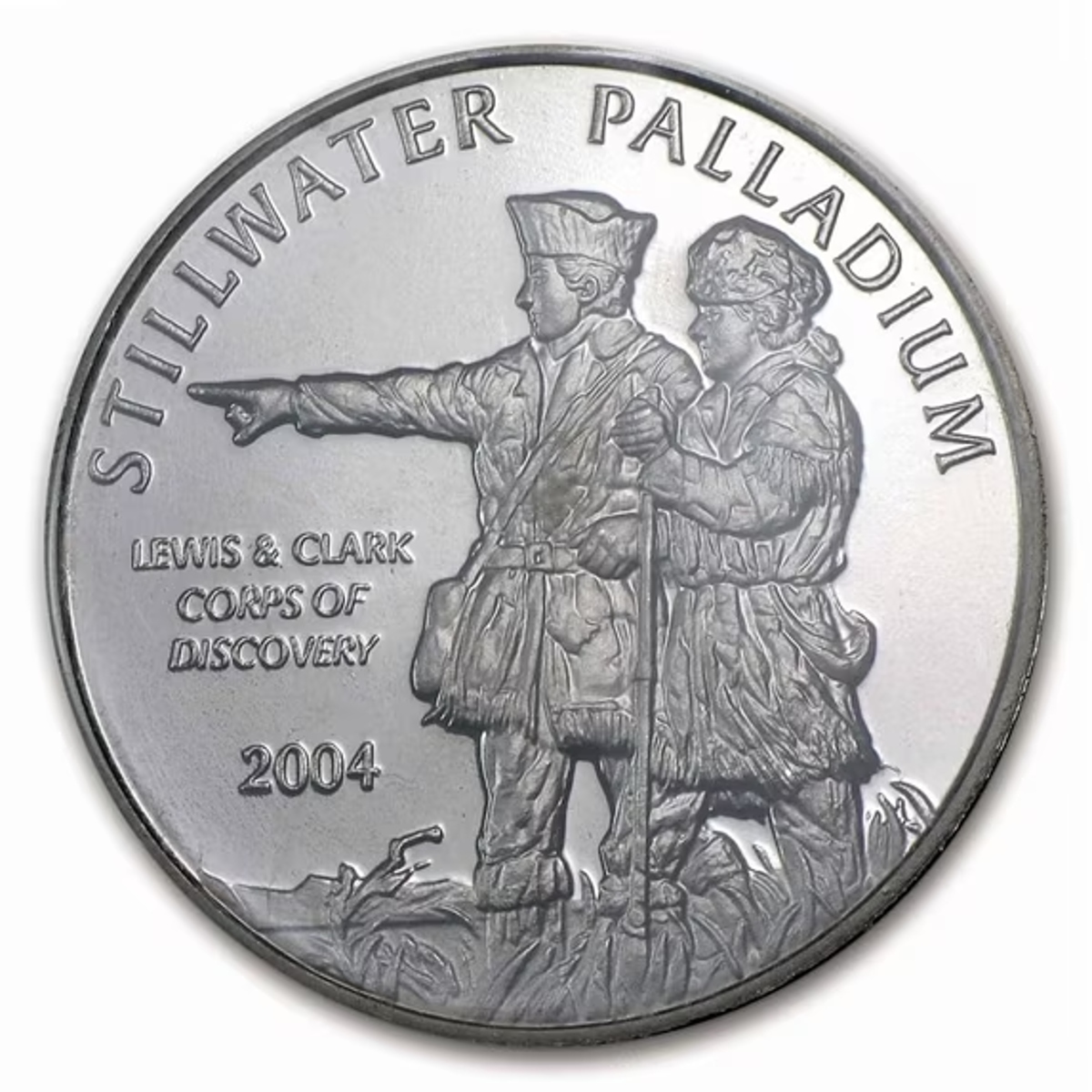 Picture of Johnson Matthey Stillwater Lewis & Clark 1 oz Palladium Round - In Assay Card