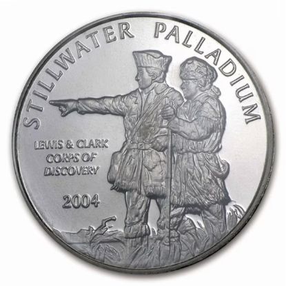 Picture of Johnson Matthey Stillwater Lewis & Clark 1 oz Palladium Round - In Assay Card