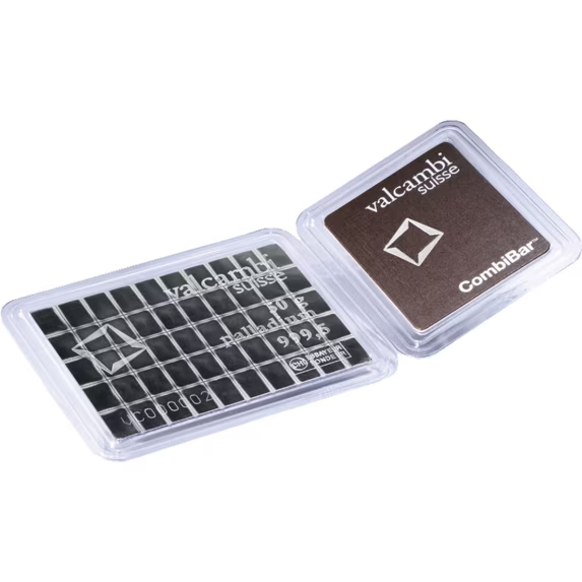 Picture of Valcambi 50x1 Gram Palladium Bar CombiBar (50 Gram Total) - In Assay Card