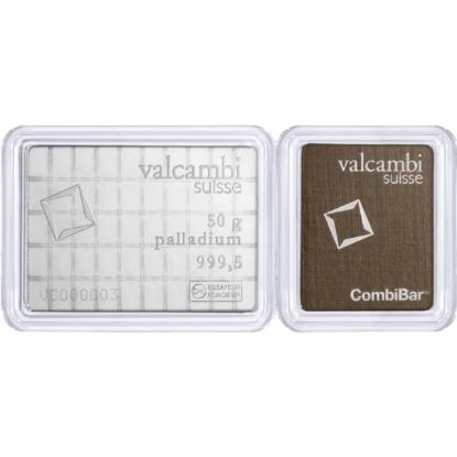 Picture of Valcambi 50x1 Gram Palladium Bar CombiBar (50 Gram Total) - In Assay Card