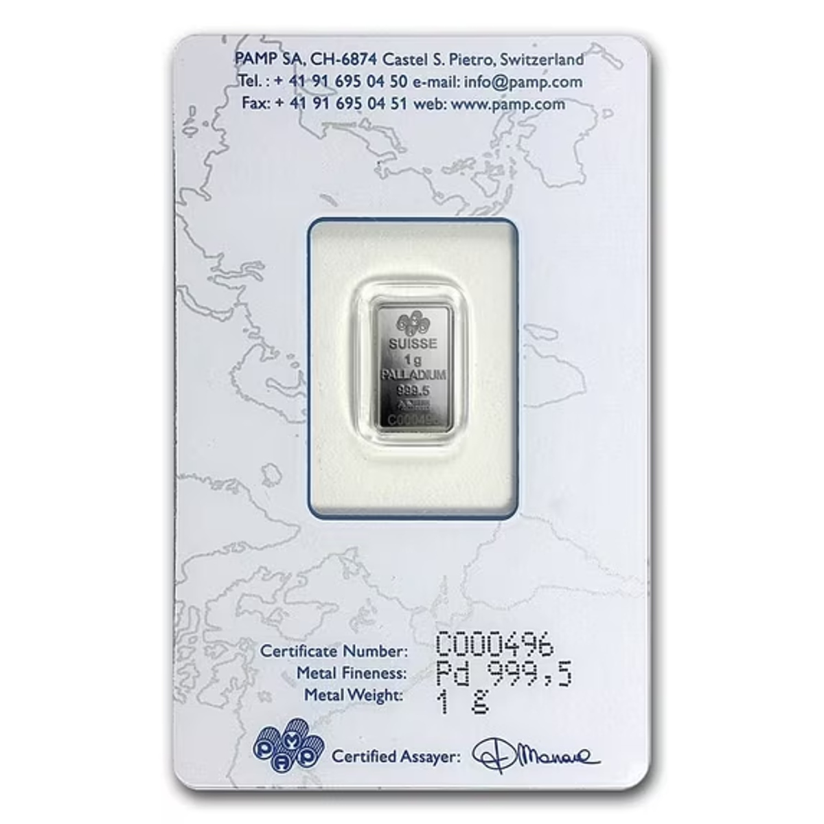 Picture of Pamp Suisse Lady Fortuna 1 Gram Palladium - Large Card Assay
