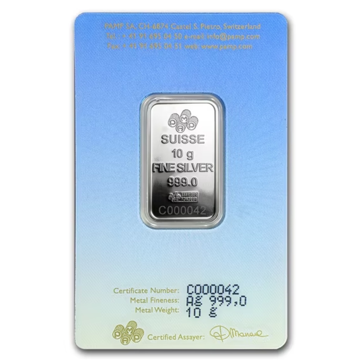 Picture of Pamp Suisse Religous Series Am Yisrael Chai 10 Gram Silver Bar - In Assay