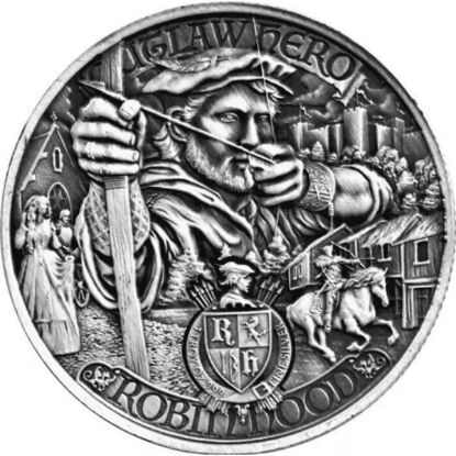 Picture of 2021 Mason Mint Outlaw Hero Robin Hood 1 oz Antique Silver Round