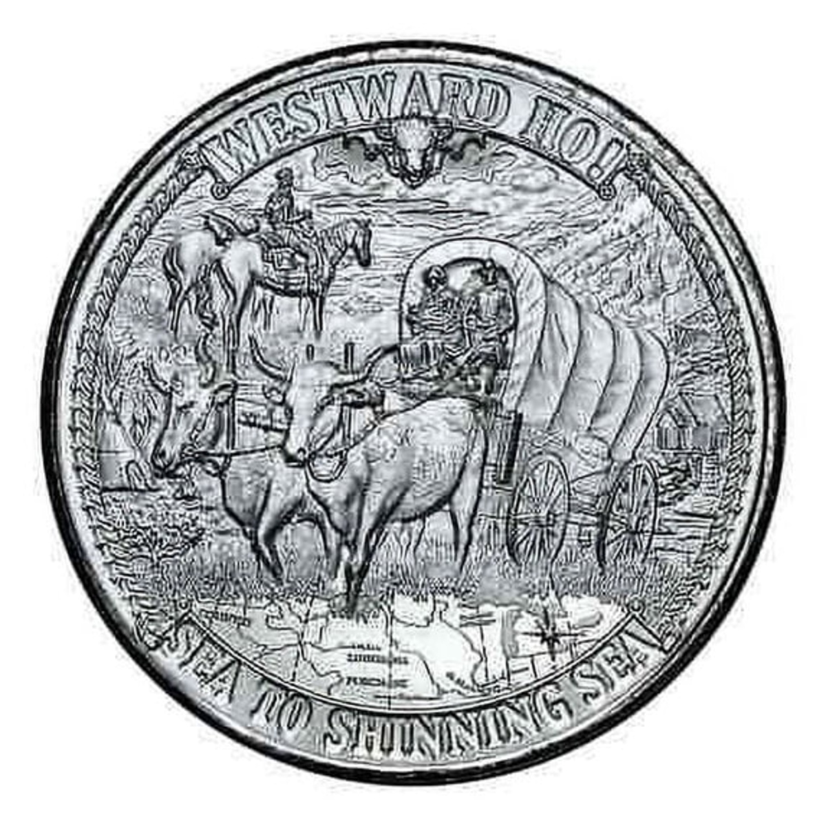 Picture of 2020 Mason Mint Frontiers Westward Ho! 1 oz Antique Silver Round