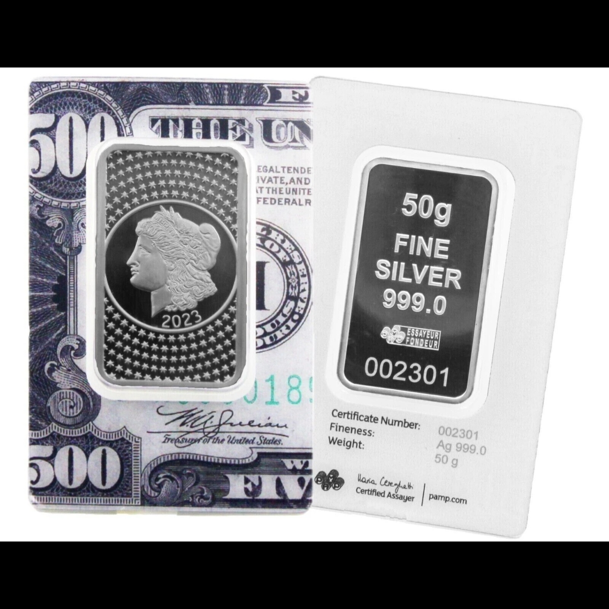 Picture of 2023 Pamp Suisse Morgan Tribute 50 Gram Silver Bar - In Assay