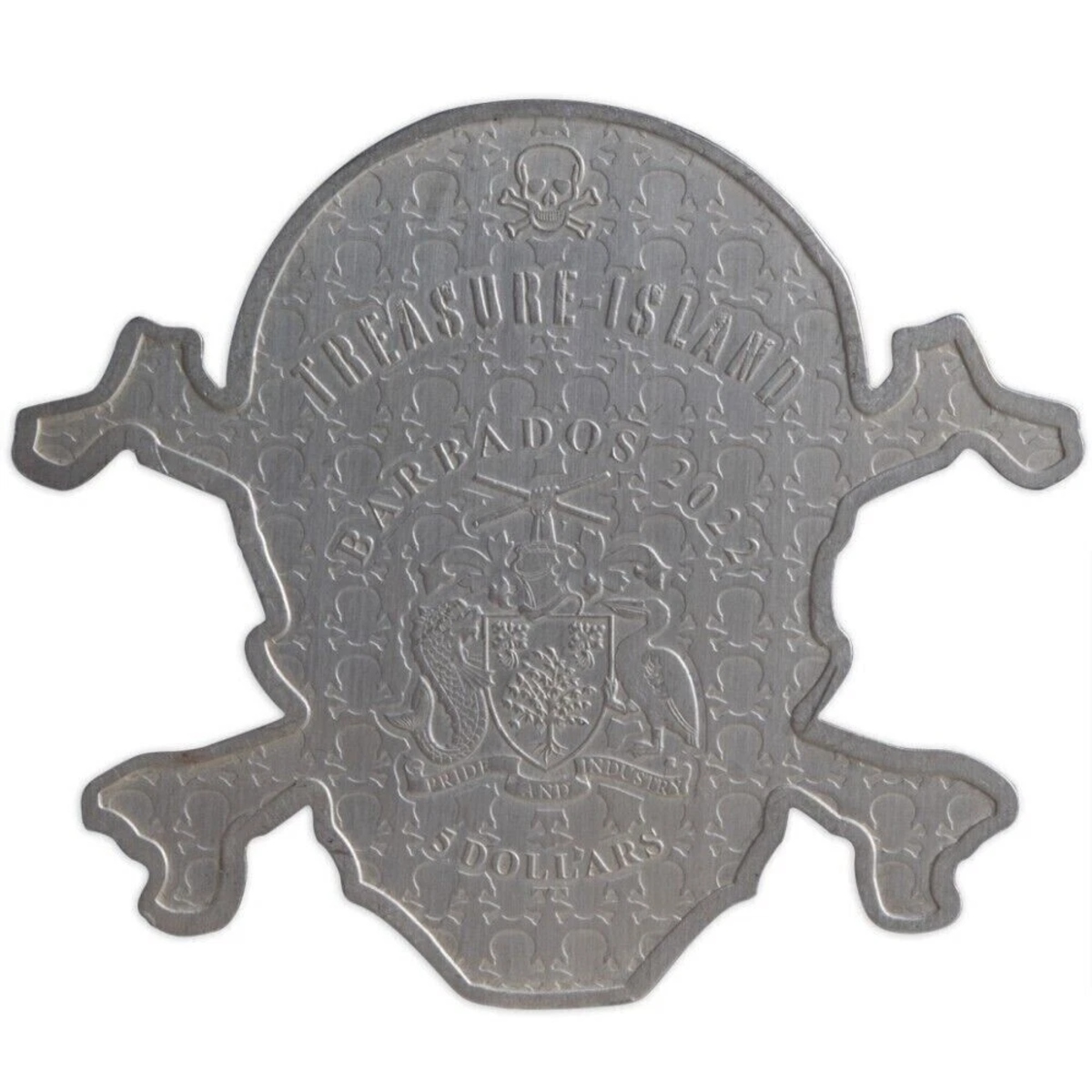 Picture of 2022 Treasure Island Pirate Skull & Cross Bones 5 oz Silver Coin - In Capsule