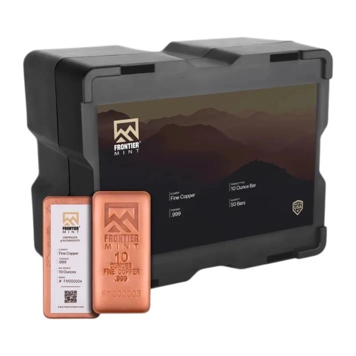 Picture of  Frontier Mint 500 oz Copper Monster Box - 50x 10 oz .999 Fine Copper Bars