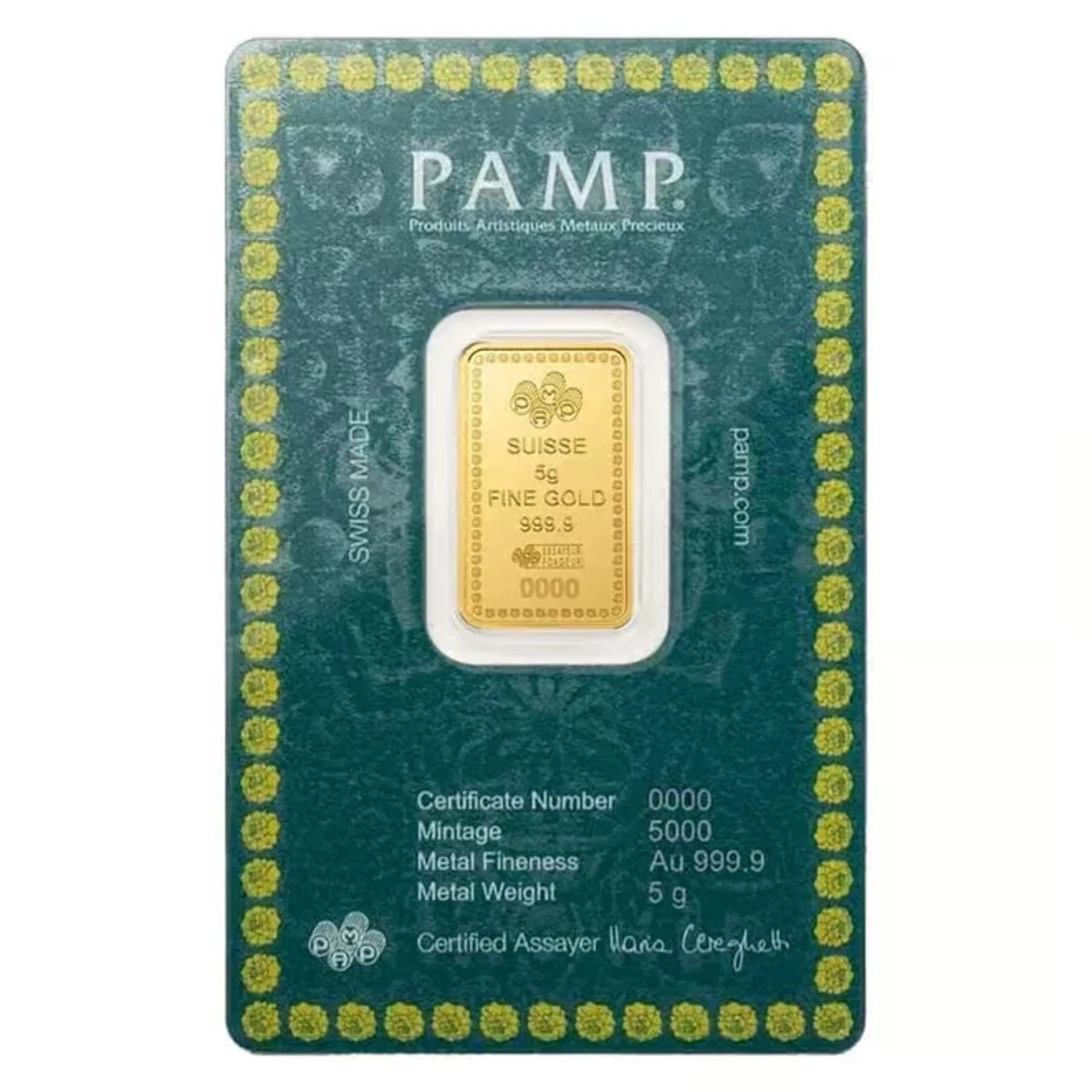 Picture of Pamp Sussie Diwali Lakshmi & Rangoli 5 Gram Gold Bar - In Assay Card