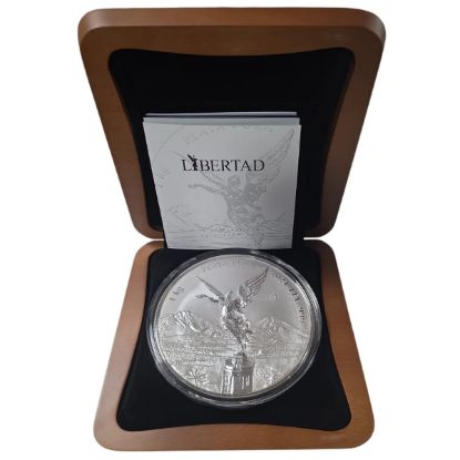 Picture of 2024 Mexico 1 Kilo Reverse Proof Libertad BU Silver Coin-In Deformed Capsule