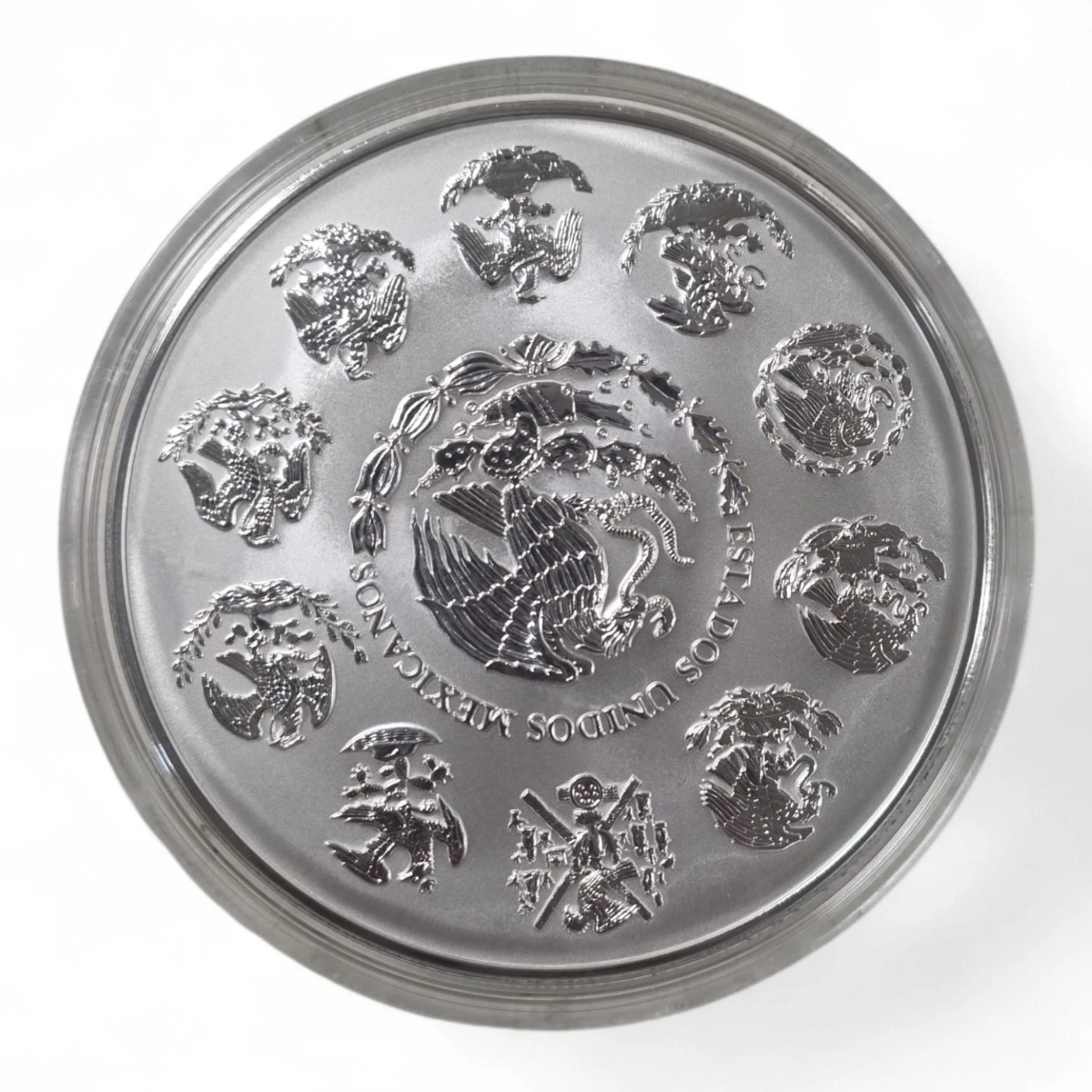 Picture of 2024 Mexico 1 Kilo Reverse Proof Libertad BU Silver Coin-In Deformed Capsule