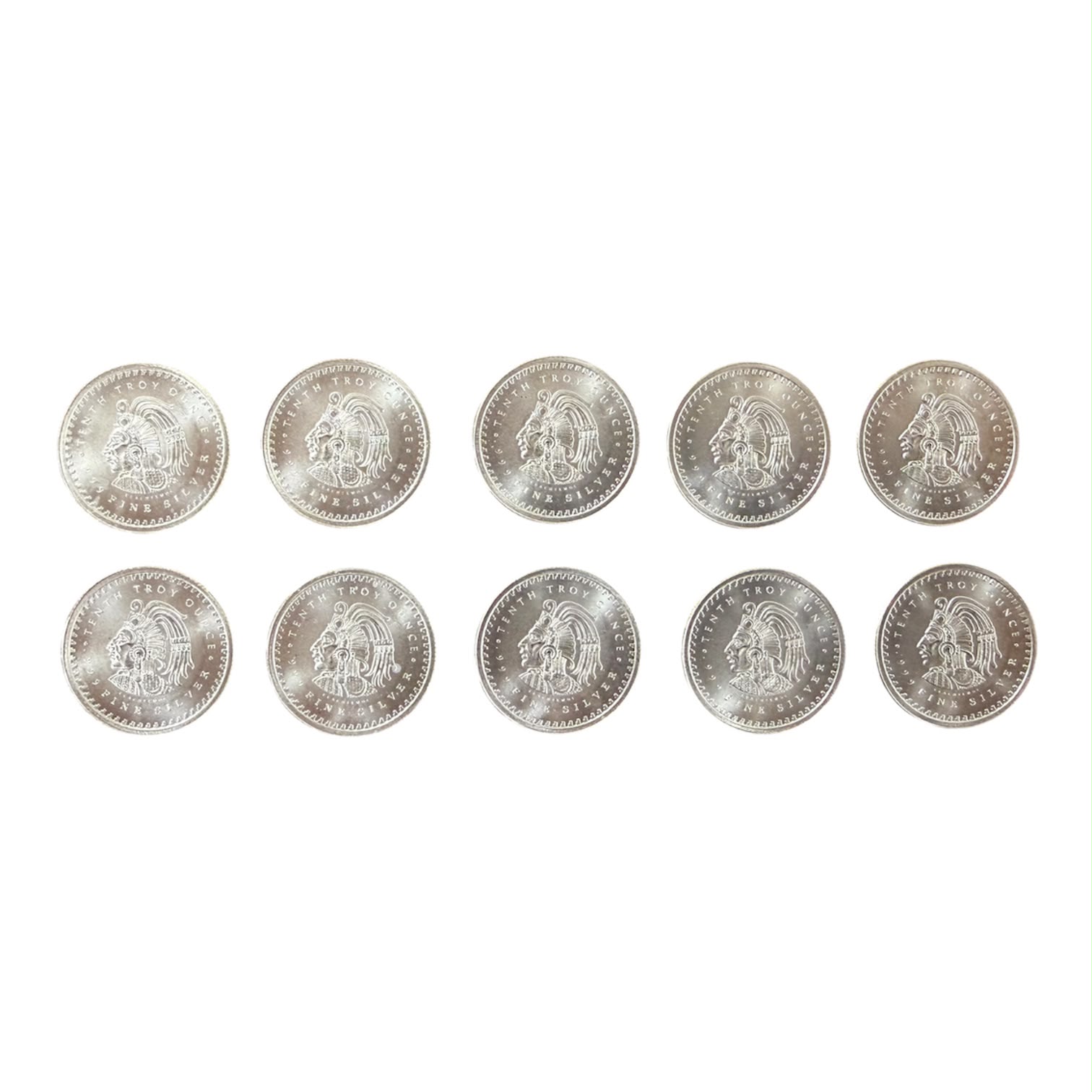 Picture of GSM Aztec Mayan Calendar 1/10 oz Silver Round - Lot of 10 - Total 1 oz Silver