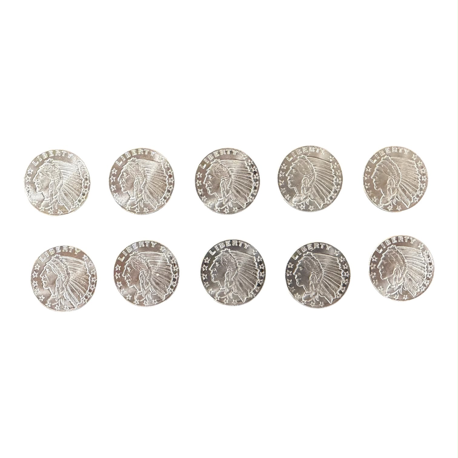 Picture of GSM Incuse Indian 1/10 oz Silver Round - Lot of 10 - Total 1 oz Silver