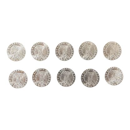 Picture of GSM Incuse Indian 1/10 oz Silver Round - Lot of 10 - Total 1 oz Silver