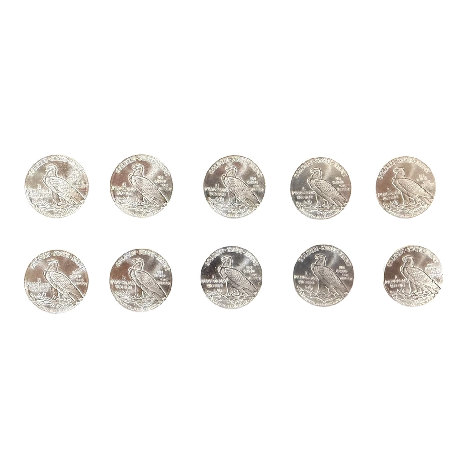 Picture of GSM Incuse Indian 1/10 oz Silver Round - Lot of 10 - Total 1 oz Silver