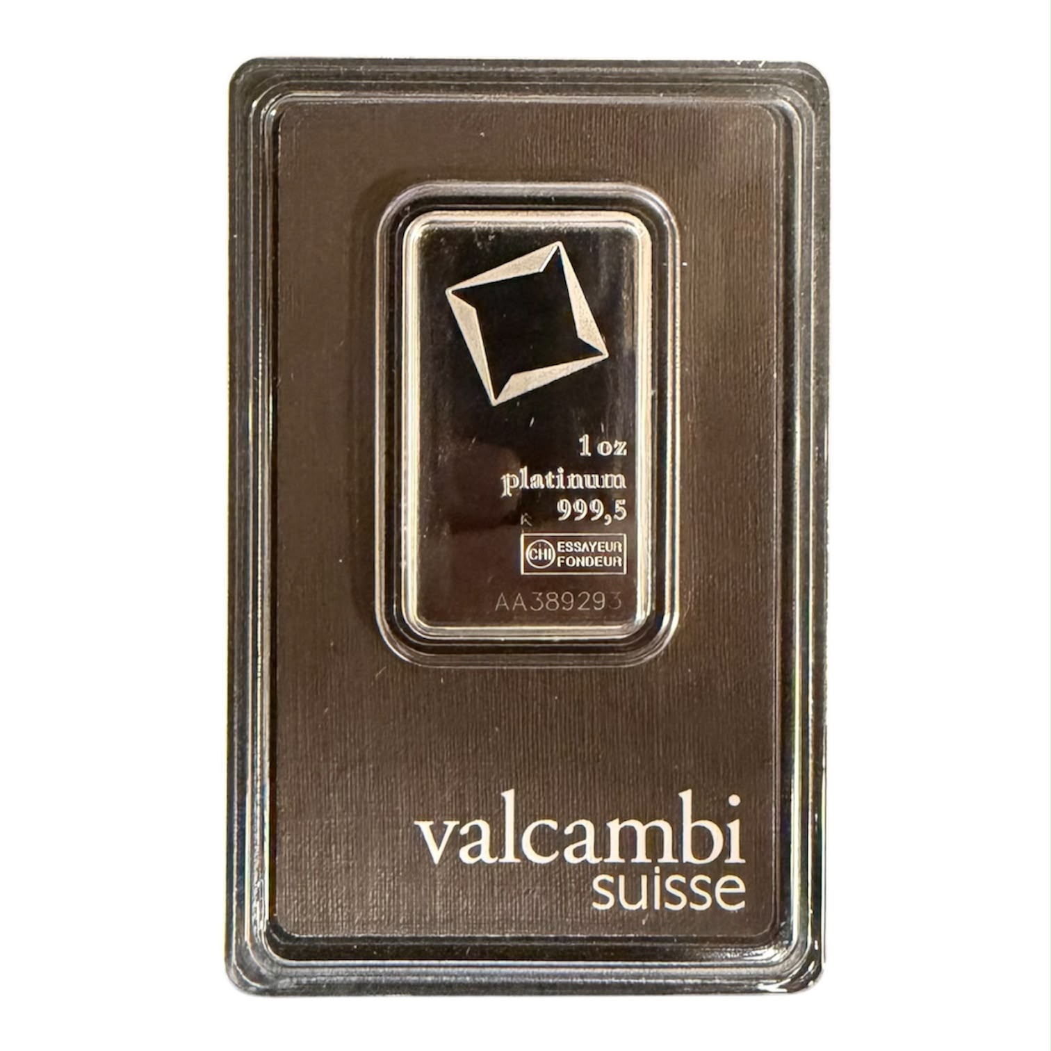 Picture of Valcambi Suisse 1 oz Platinum Bar – In Assay Card